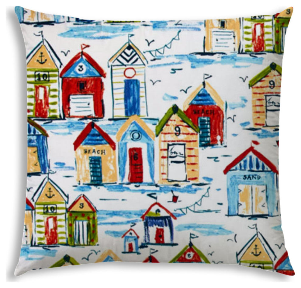 Blue Beach House Indoor Outdoor Sewn Throw Pillow