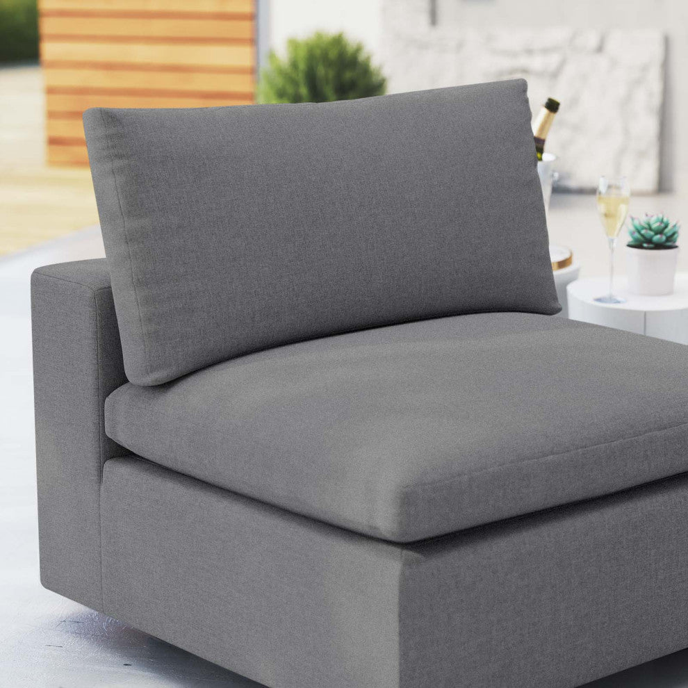 Lounge Sofa Middle Chair, Sunbrella, Gray, Modern, Outdoor Hospitality