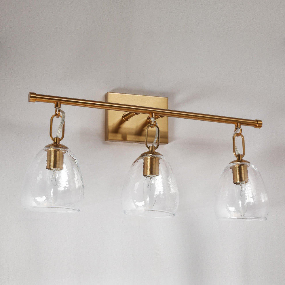 LNC Polished Gold Modern Textured-Glass Bell Wall Sconce, 3 Lights