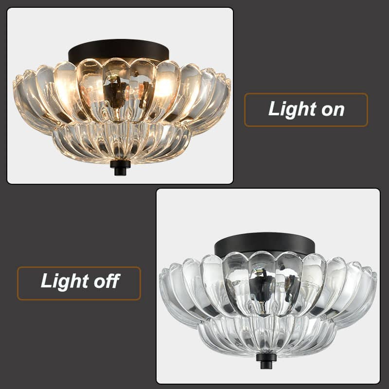 Modern Glass Semi Flush Mount Ceiling Light, Clear Glass