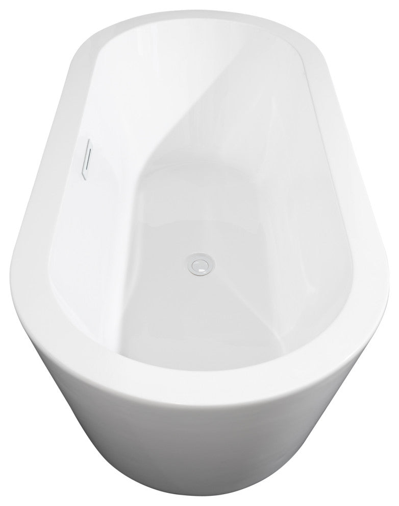 67" Freestanding Bathtub, White, Shiny White Drain and Overflow Trim