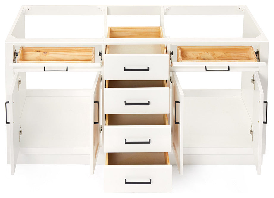 ARIEL Hepburn 60" Double Sink Base Cabinet, White