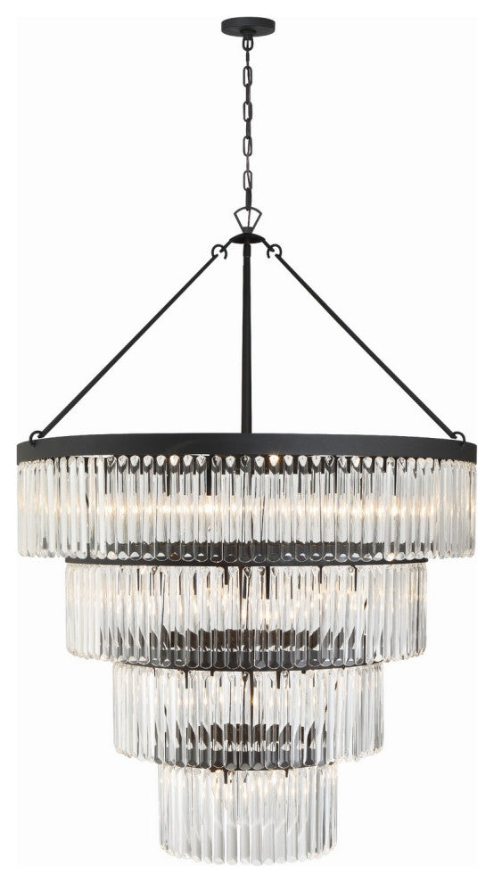 Emory 22 Light Chandelier, Black Forged