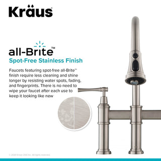 Allyn Traditional 3-Function Bridge Pull-Down Kitchen Faucet Spot Free Stainless
