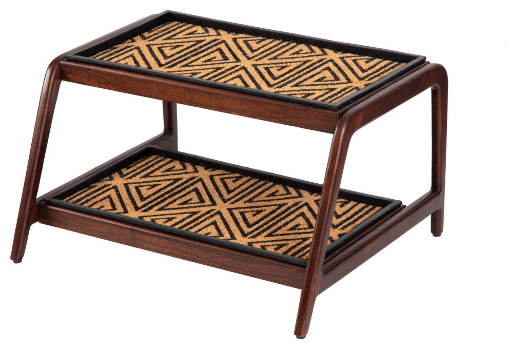 Double-Tier Brown Stand With 2-Pair Rubber Boot Trays Ibadan