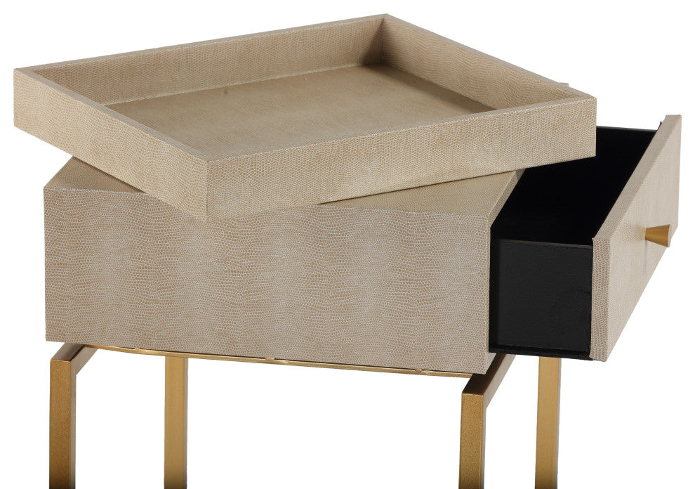 Cortesi Home Everett End Table, Wooden With Iron Frame