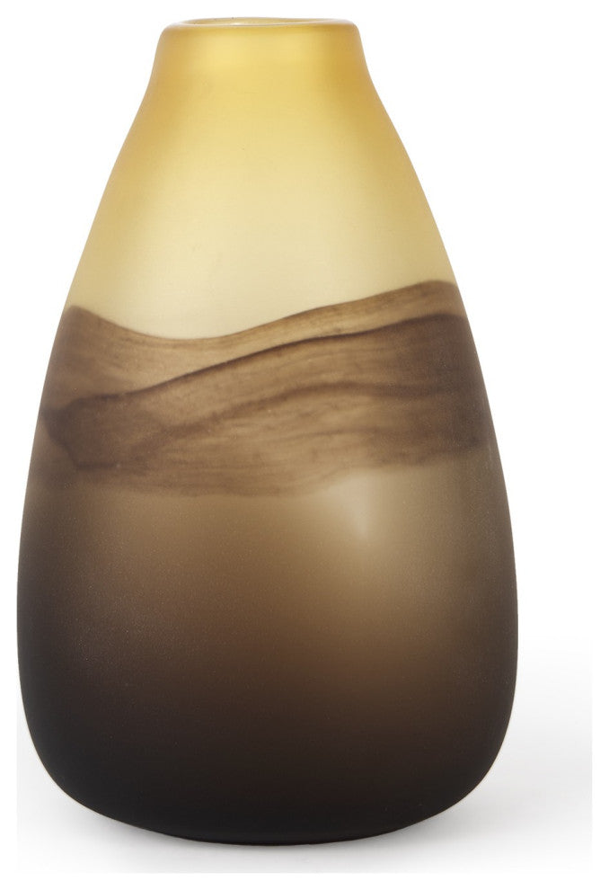 11" Brown and Beige Smoky Sand Dunes Glass Vase