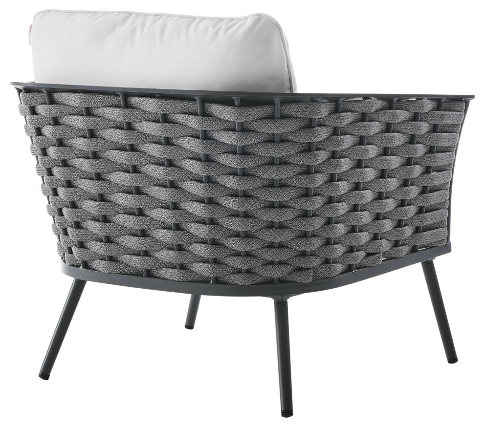 4-Piece Outdoor Patio Aluminum Sectional Sofa Set, Gray/White