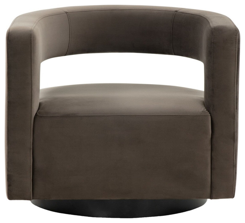 Safavieh Couture Edgar Velvet Swivel Chair, Dark Brown