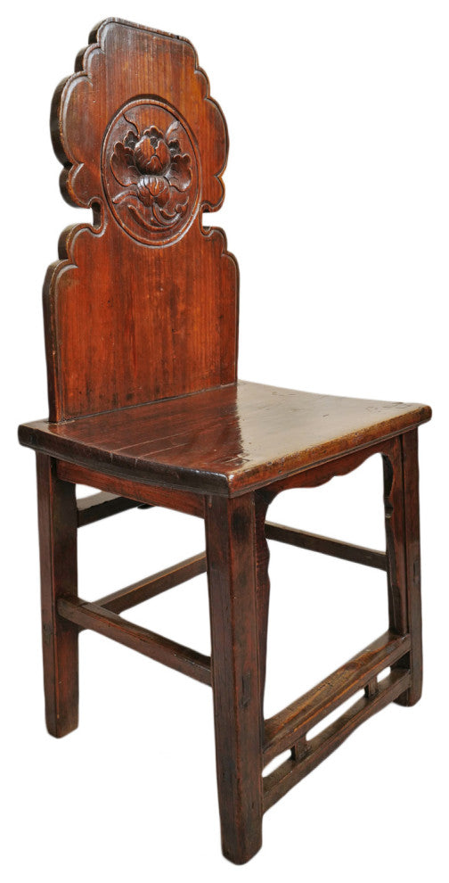Consigned Antique Chinese Wood Lotus Chair