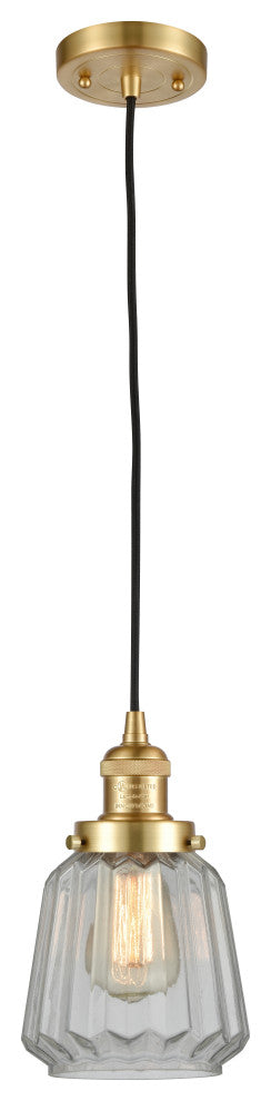 Chatham 1 Light Mini Pendant, Satin Gold, Clear