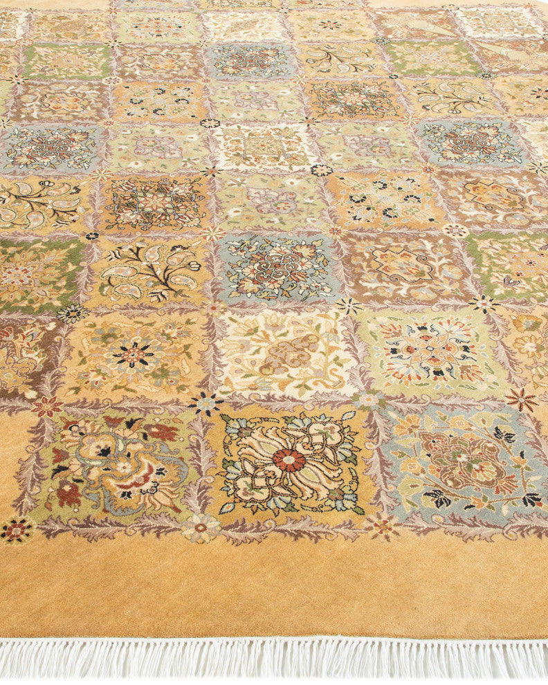 Kaur Octagon One-of-a-Kind Hand-Knotted Area Rug Yellow, 8'1"x8'1"