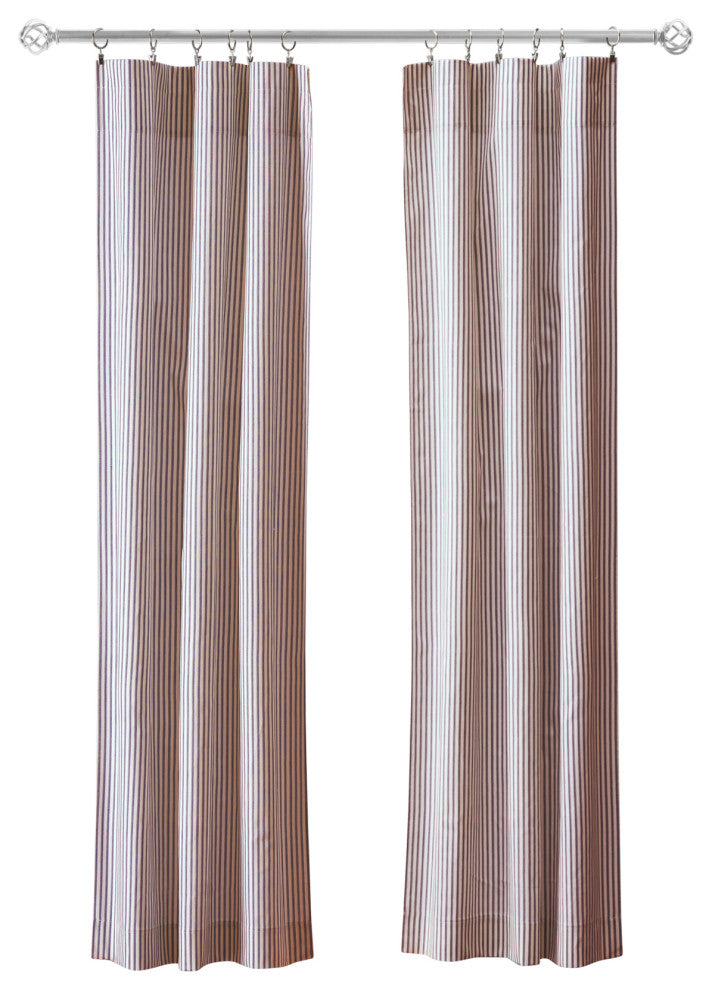 Plaza Stripe Tailored Panel Pair, Brick, 56"x63"
