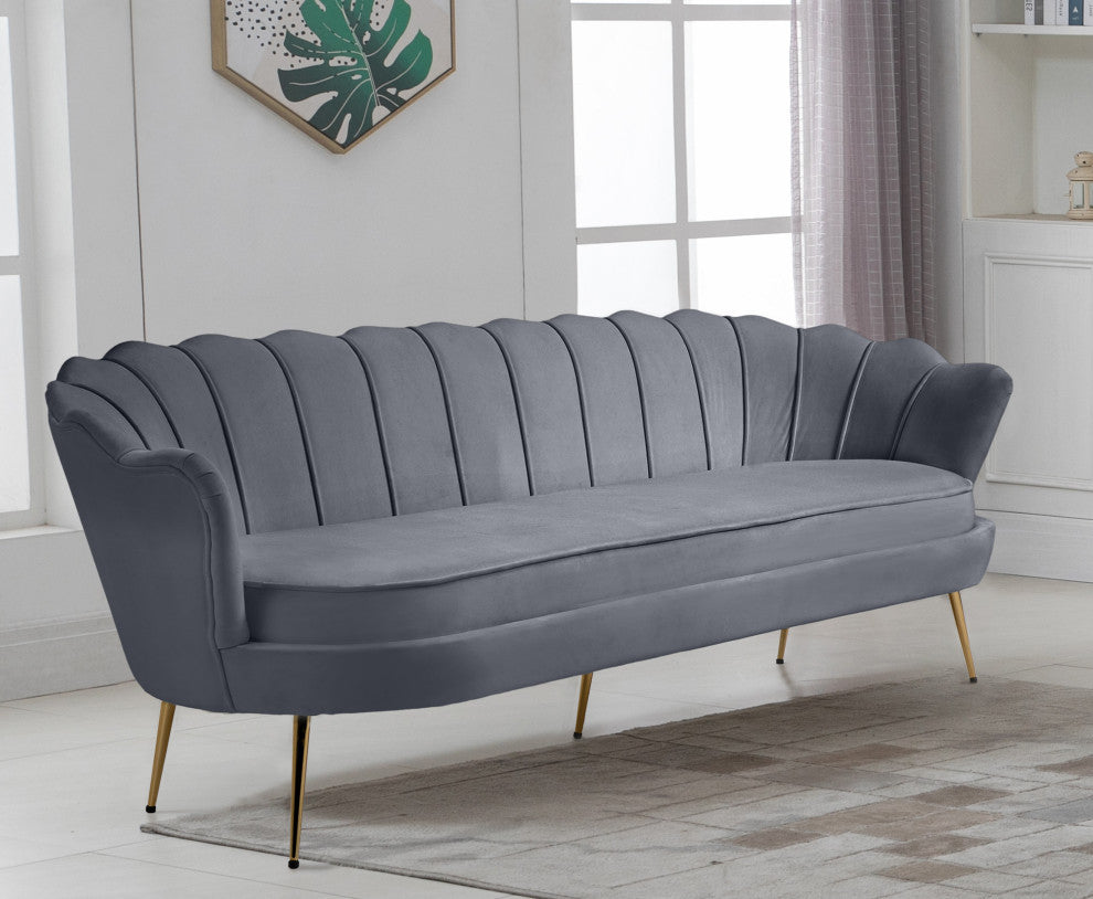 Gardenia  Velvet Upholstered Sofa, Gray
