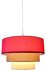 Renzo 3-tier Shade Pendant, 18"x12", Fuchsia, Moss Gray, Eggshell