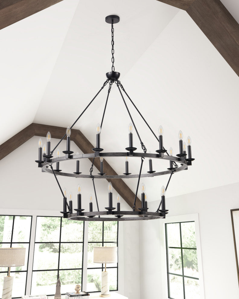 26-Light Wagon Wheel Chandelier Candle Style Ceiling Light