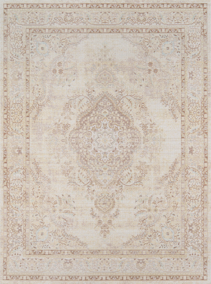 Isabella ISA-1 Machine Made Area Rug, Ivory, 5'3"x7'3"