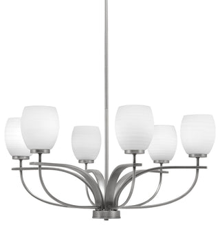 Cavella 6-Light Chandelier, Graphite, 5" White Linen Glass