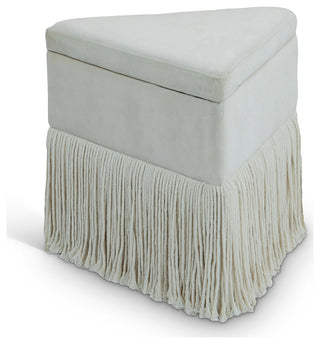 Trivoli Upholstered Ottoman/Stool, Cream, Velvet