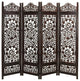 Benzara UPT-176789 4 Panel Room Divider Featuring Lotus Pattern-Reversible