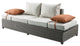 ACME Salena Patio Sofa and Ottoman with 2 Pillows, Beige Fabric and Gray Wicker