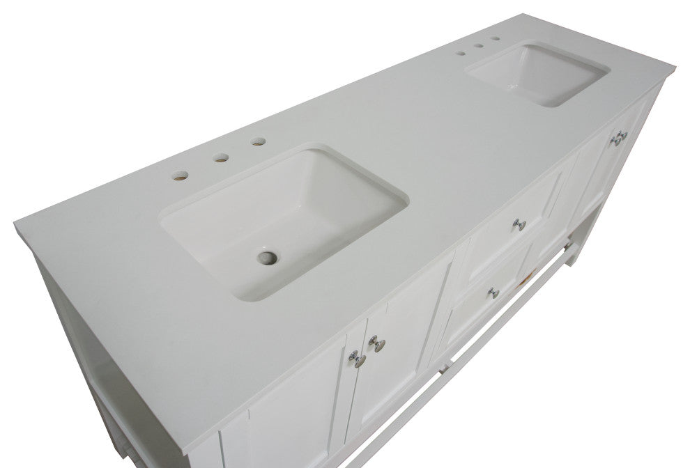 Kitchen Bath Collection Lakeshore 72" Double Vanity, White, Engineered White