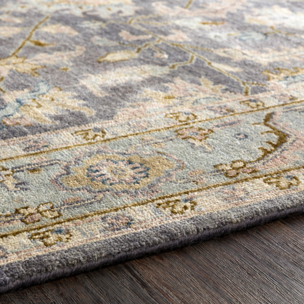Surya Zeus ZEU-7825 Traditional Area Rug, Charcoal, 9' x 13' Rectangle