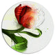 Big Red Flower With Green Leaves, Floral Large Disc Metal Wall Art, 11"