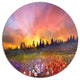 Field Of Poppy Dandelion And Daisy, Floral Round Wall Art, 11"