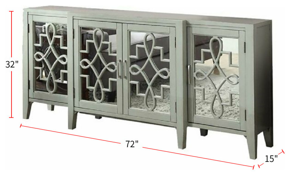 Antique Gray TV Stand with 4 Doors