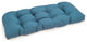 42"X19" U-Shaped Solid Spun Polyester Tufted Settee/Bench Cushion, Sea Blue