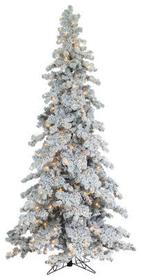 9' Heavily Flocked Layered Spruce With 750 Clear Lights