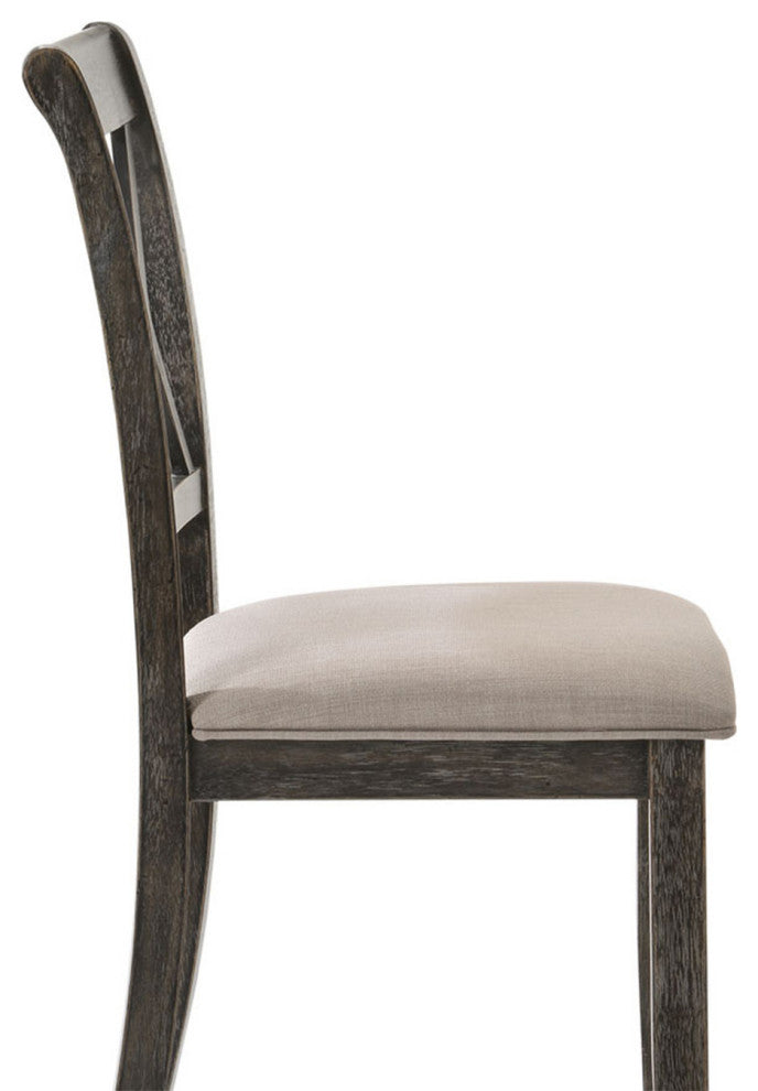 Set of 2 Upholstered Side Chair, Weathered Gray Finish