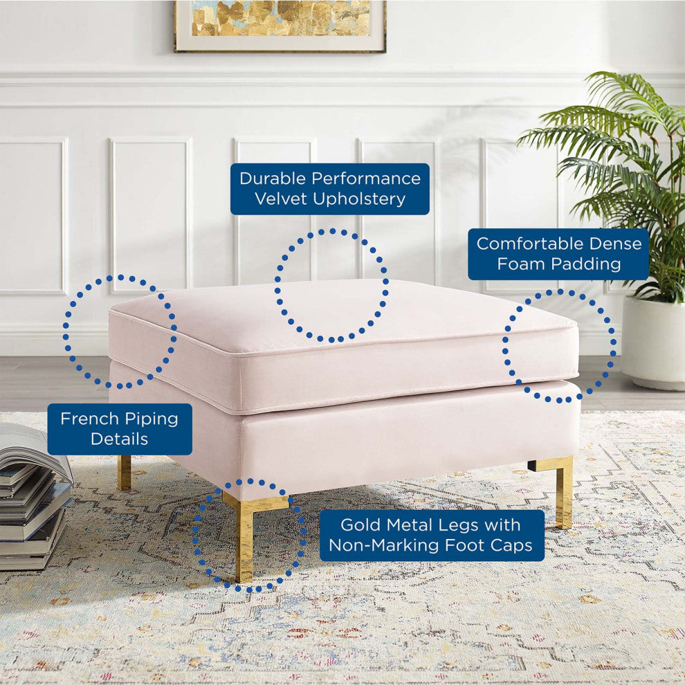Accent Chair Ottoman, Velvet, Pink, Modern, Living Lounge Hotel Hospitality