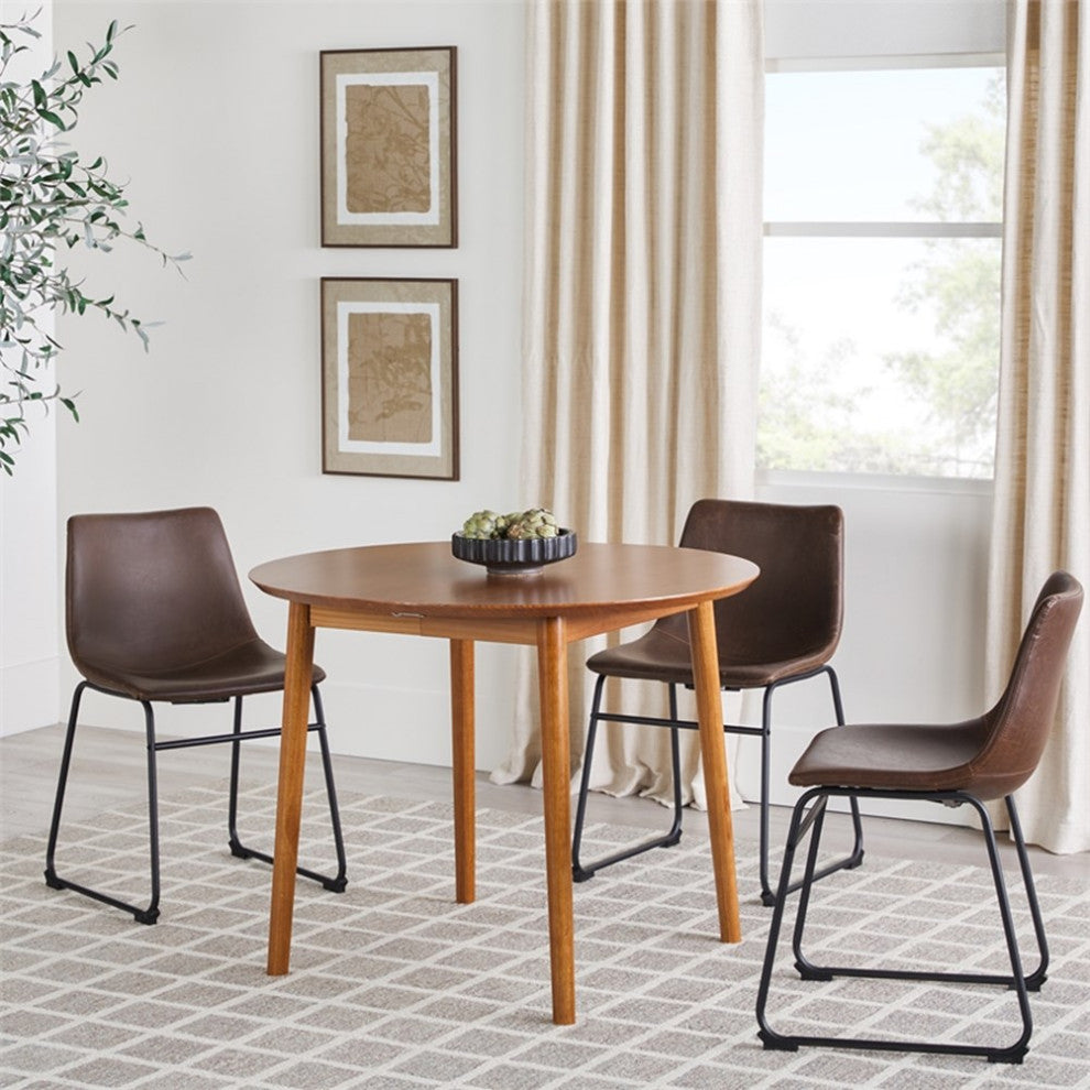 Walker Edison Modern Solid Wood Oval Extension Dining Table - Caramel