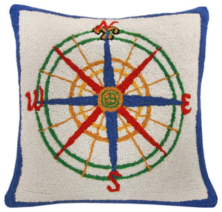 20" Nautical Compass Wool Throw Pillow
