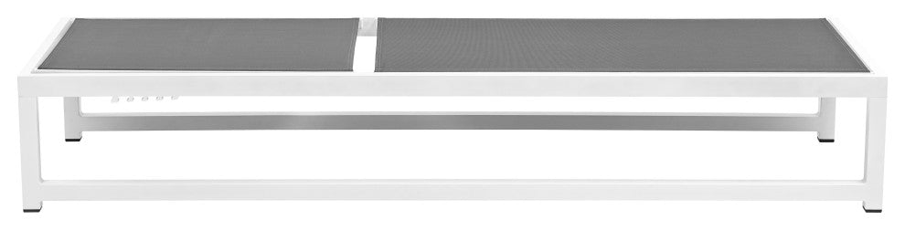 Maldives Water Resistant Mesh Patio Adjustable Chaise Lounge, Gray, White Frame