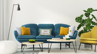 Happy Halloween Ticking Accent Pillow, Scallion, 14"x20"