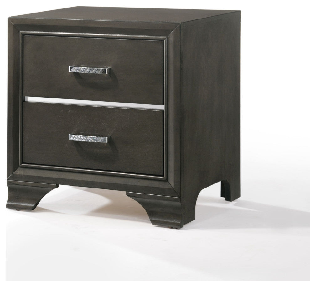 Acme Caren 2-Drawer Nightstand, Charcoal