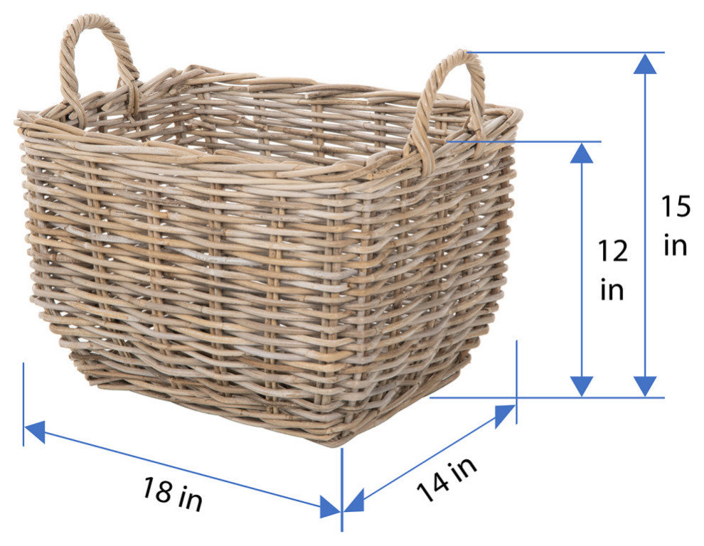 Kobo Rectangular Storage Basket, Large, Gray-Brown