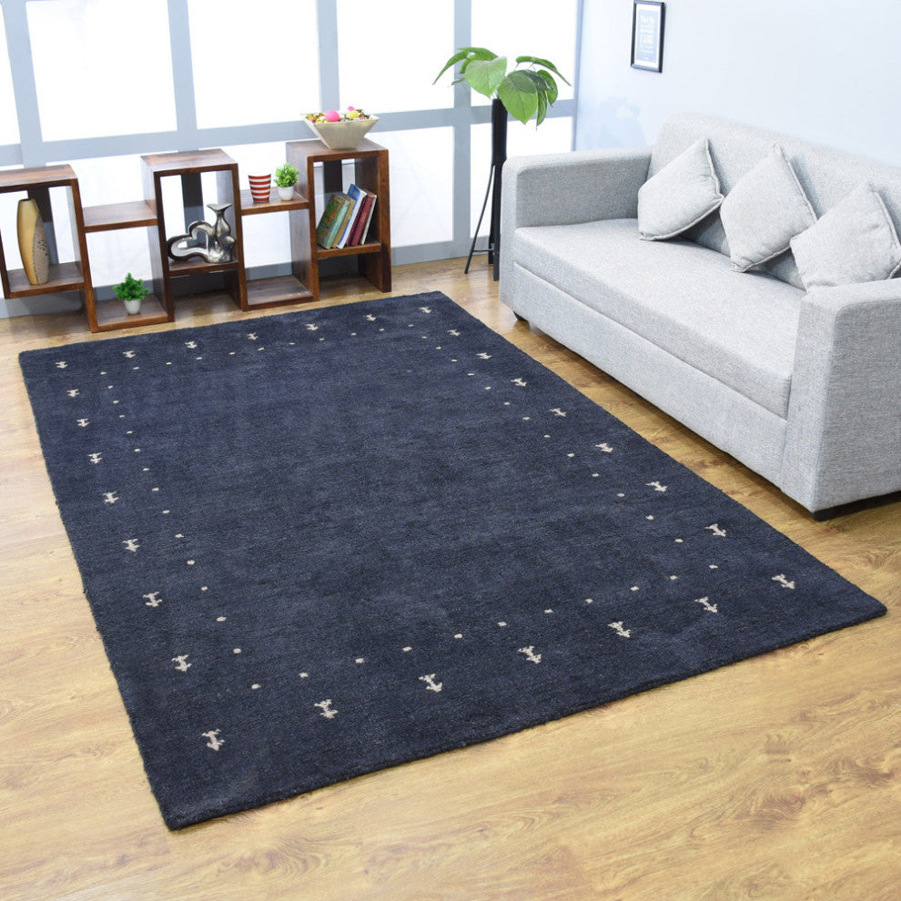HAND KNOTTED LOOM SILK ECO-FRIENDLY RUGS-8'x10',Rectangle,Charcoal,Contemporary