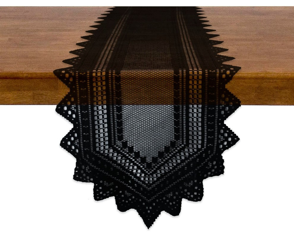 DII Nordic Lace Table Runner, Black, 14"x72"