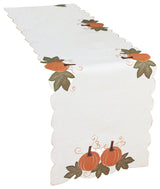 Pumpk" Patch Embroidered Cutwork Fall Table Runner, 15''x54''