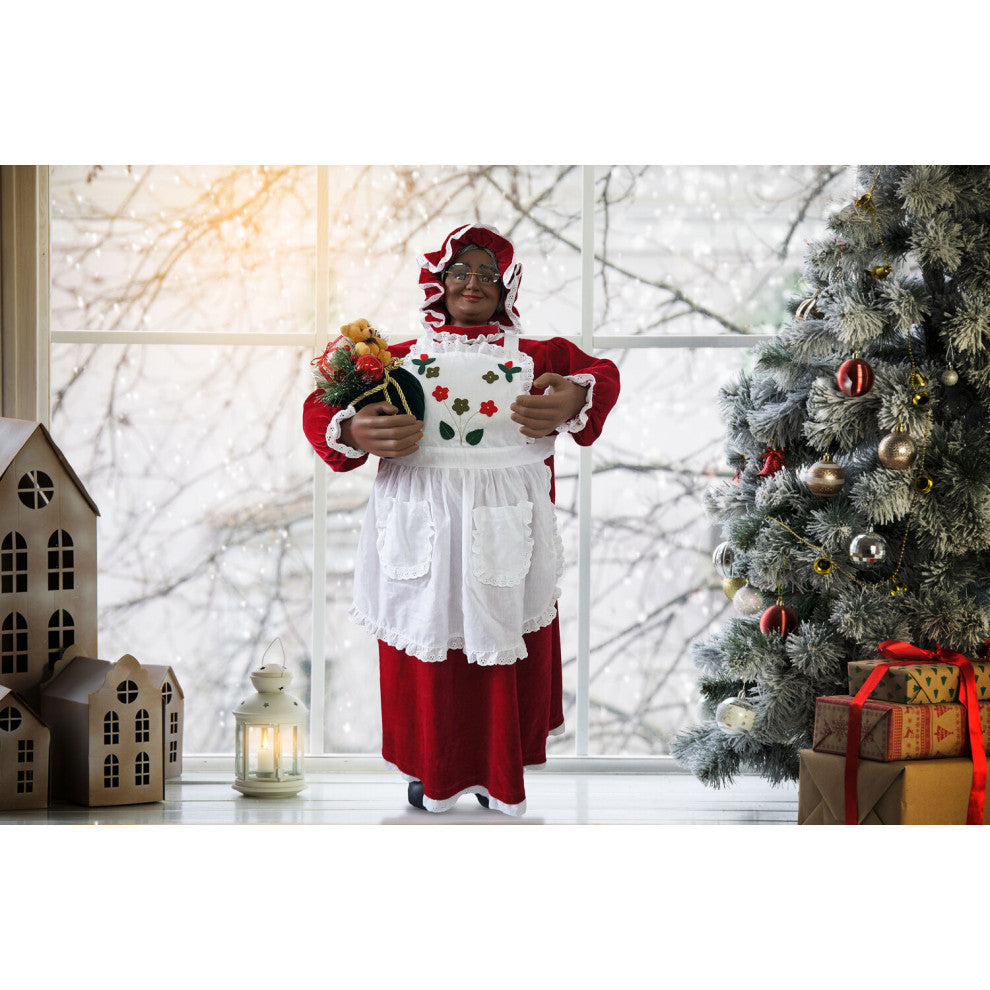 3' Music and Motion African American Mrs. Claus With Apron