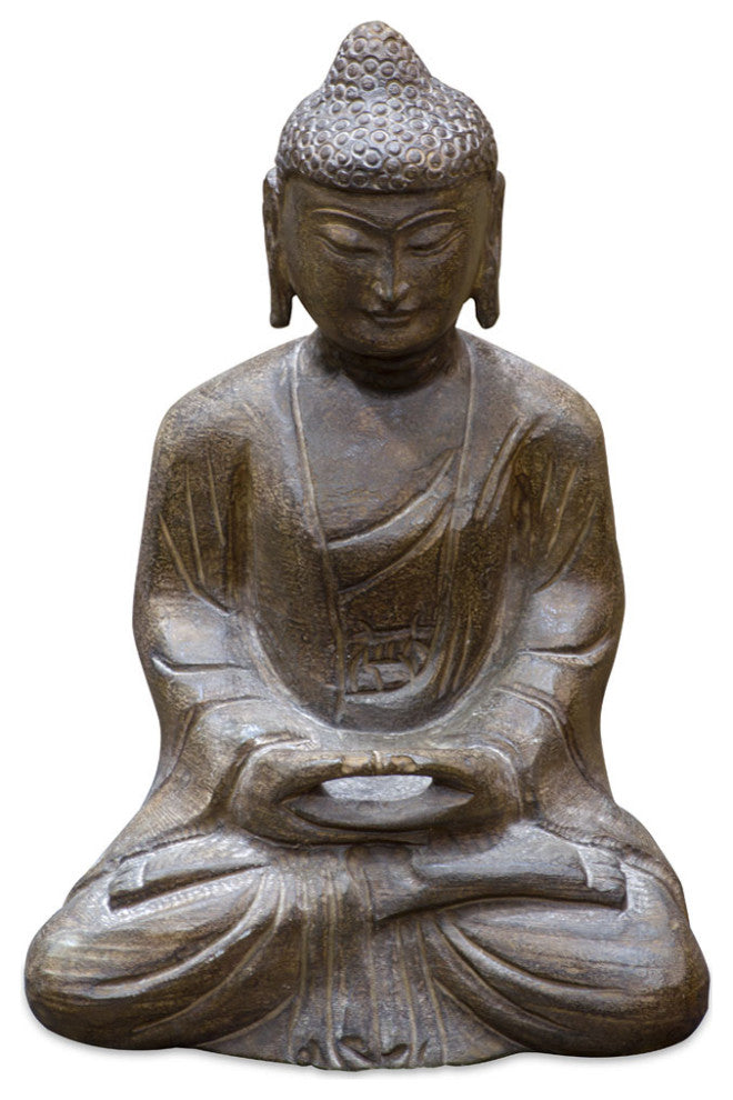 Stone Oriental Meditating Buddha Statue