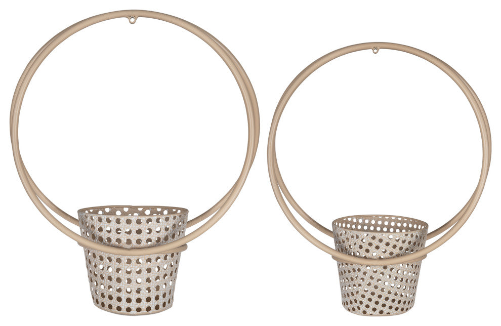 Set of 2 Metallic Cane Wall Planters