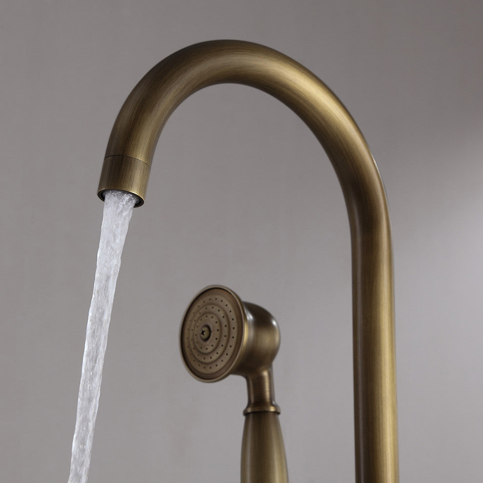 Classic Single Handle Swirling Spout Freestanding Tub Faucet with Handshower