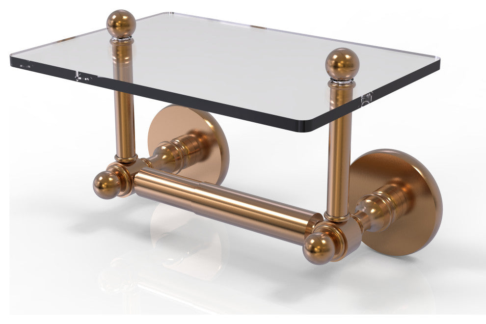Prestige Skyline 2-Post Toilet Tissue Holder with Glass Shelf, Brushed Bronze