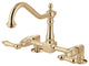 Kingston Brass Two-Handle Bridge Kitchen Faucet, Polished Brass