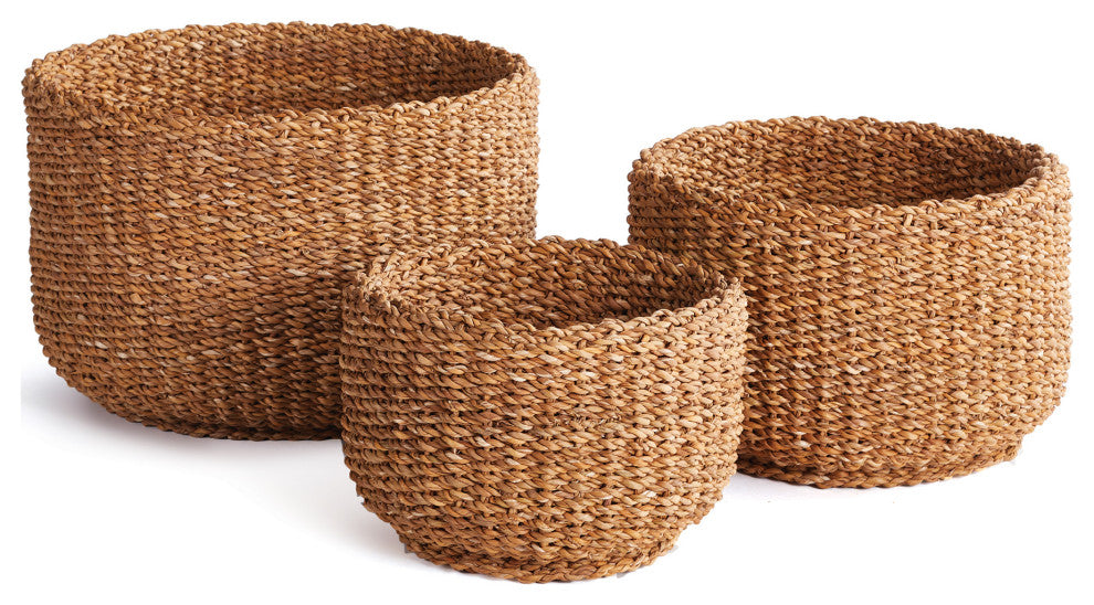 Seagrass Cylindrical Baskets, Set of 3